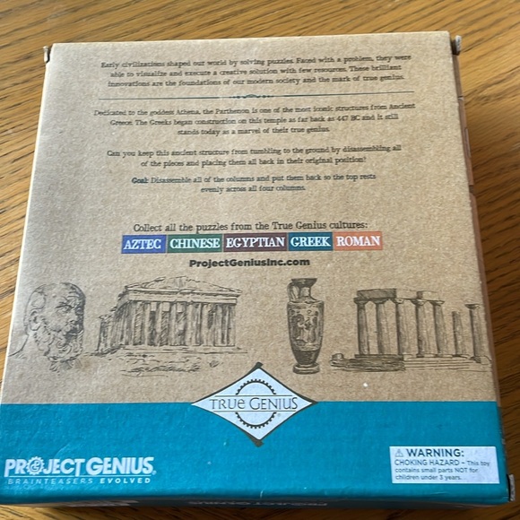 True Genius Greek Parthenon Wood Brainteaser Puzzle NWT - Picture 2 of 2